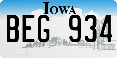 IA license plate BEG934