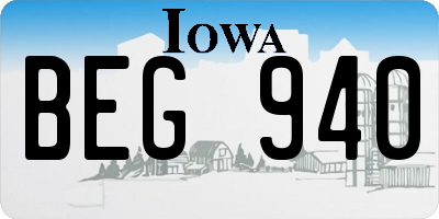 IA license plate BEG940