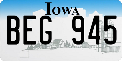 IA license plate BEG945