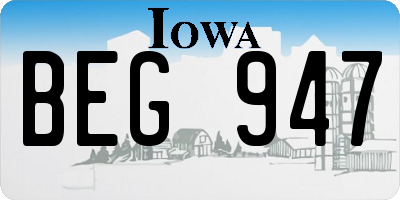 IA license plate BEG947