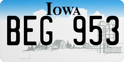 IA license plate BEG953