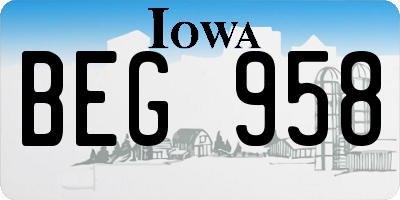 IA license plate BEG958