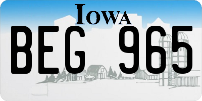 IA license plate BEG965
