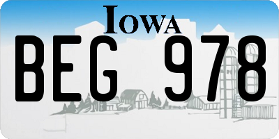 IA license plate BEG978