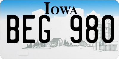 IA license plate BEG980