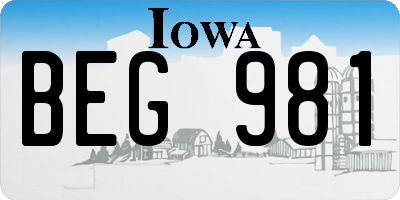 IA license plate BEG981