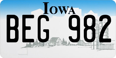 IA license plate BEG982