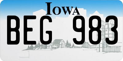 IA license plate BEG983