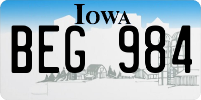 IA license plate BEG984