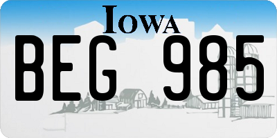 IA license plate BEG985