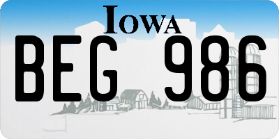 IA license plate BEG986