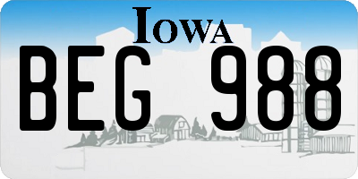 IA license plate BEG988