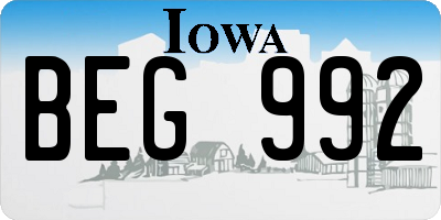 IA license plate BEG992