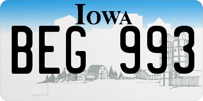 IA license plate BEG993