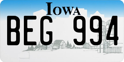 IA license plate BEG994