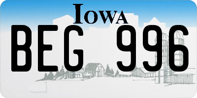 IA license plate BEG996