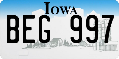 IA license plate BEG997