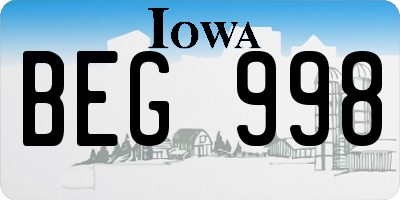 IA license plate BEG998