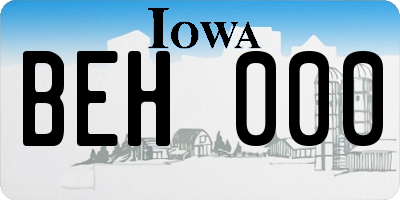 IA license plate BEH000