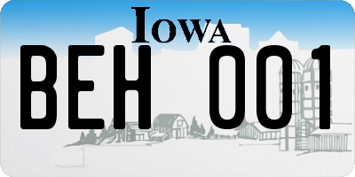 IA license plate BEH001