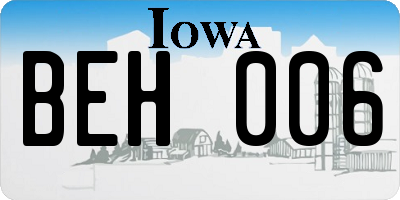 IA license plate BEH006