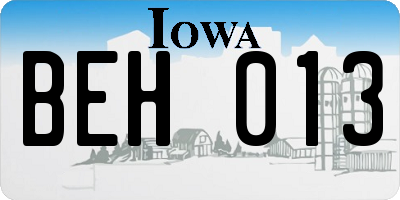 IA license plate BEH013