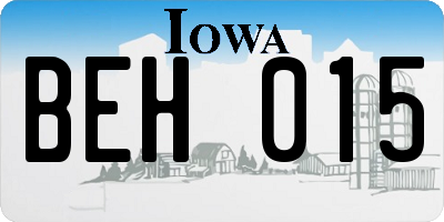 IA license plate BEH015