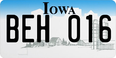 IA license plate BEH016
