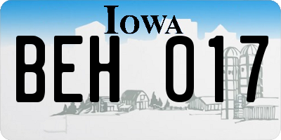IA license plate BEH017