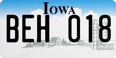 IA license plate BEH018