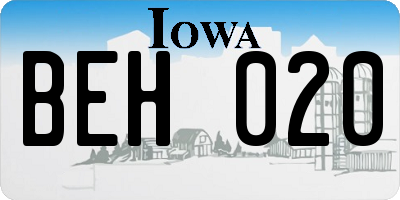 IA license plate BEH020