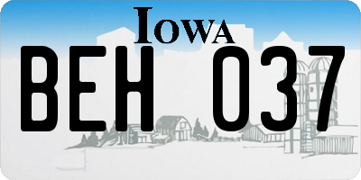 IA license plate BEH037