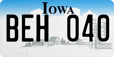 IA license plate BEH040