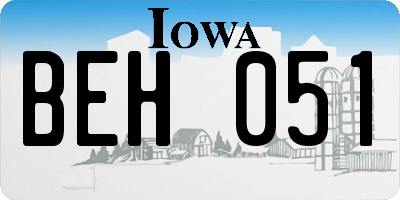 IA license plate BEH051