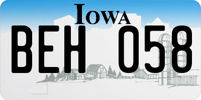 IA license plate BEH058