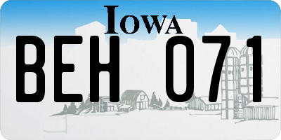 IA license plate BEH071