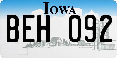 IA license plate BEH092