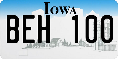 IA license plate BEH100