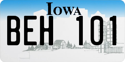 IA license plate BEH101