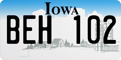 IA license plate BEH102