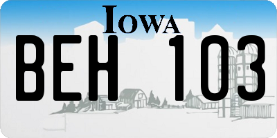IA license plate BEH103