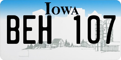 IA license plate BEH107