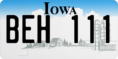IA license plate BEH111