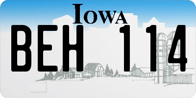 IA license plate BEH114