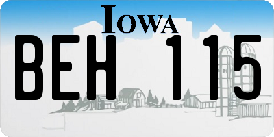 IA license plate BEH115