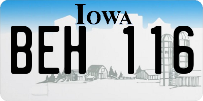 IA license plate BEH116