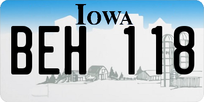 IA license plate BEH118