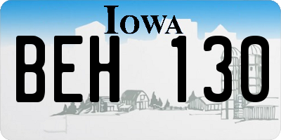 IA license plate BEH130