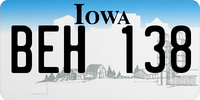 IA license plate BEH138