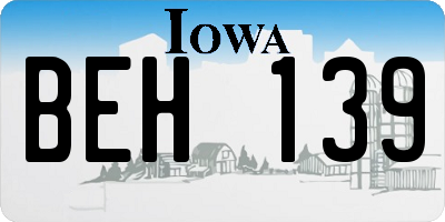 IA license plate BEH139